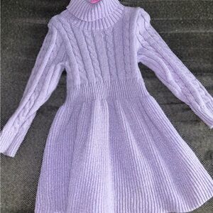 SHEIN Lavender Cable Knit Kids Dress